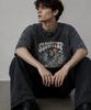 Seullouseuteb Sp2606 Vintage Mountain Goat Graphic Pigment Oversized Short Sleeve Tee Black