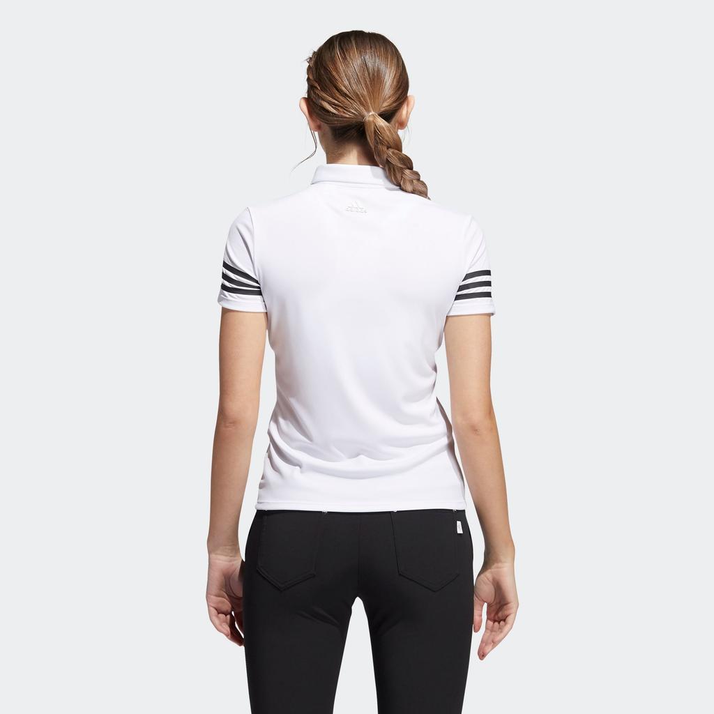 Adidas Striped Casual Soft Comfortable Short Sleeve Polo Shirt Women Tops White FS6463