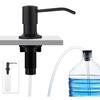 CREA Dish Soap Dispenser for Kitchen Sink,Built In Countertop Kitchen Soap Dispenser Set W./ 39" Tube 17oz Bottle Stainless Steel Pump,Matte Black
