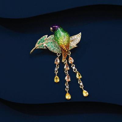 Cardigan Pin Corsage Female Design Sense Autumn And Winter Enamel Painted Oil Dropping Bird Parrot Brooch