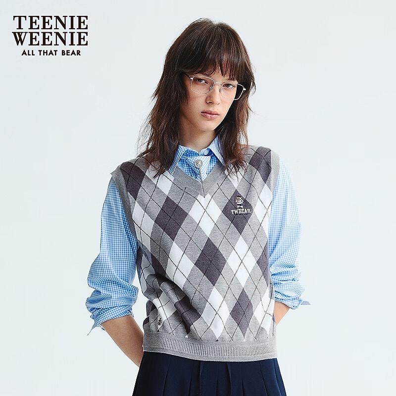 Teenie Weenie Women's Argyle V-Neck Knit Vest