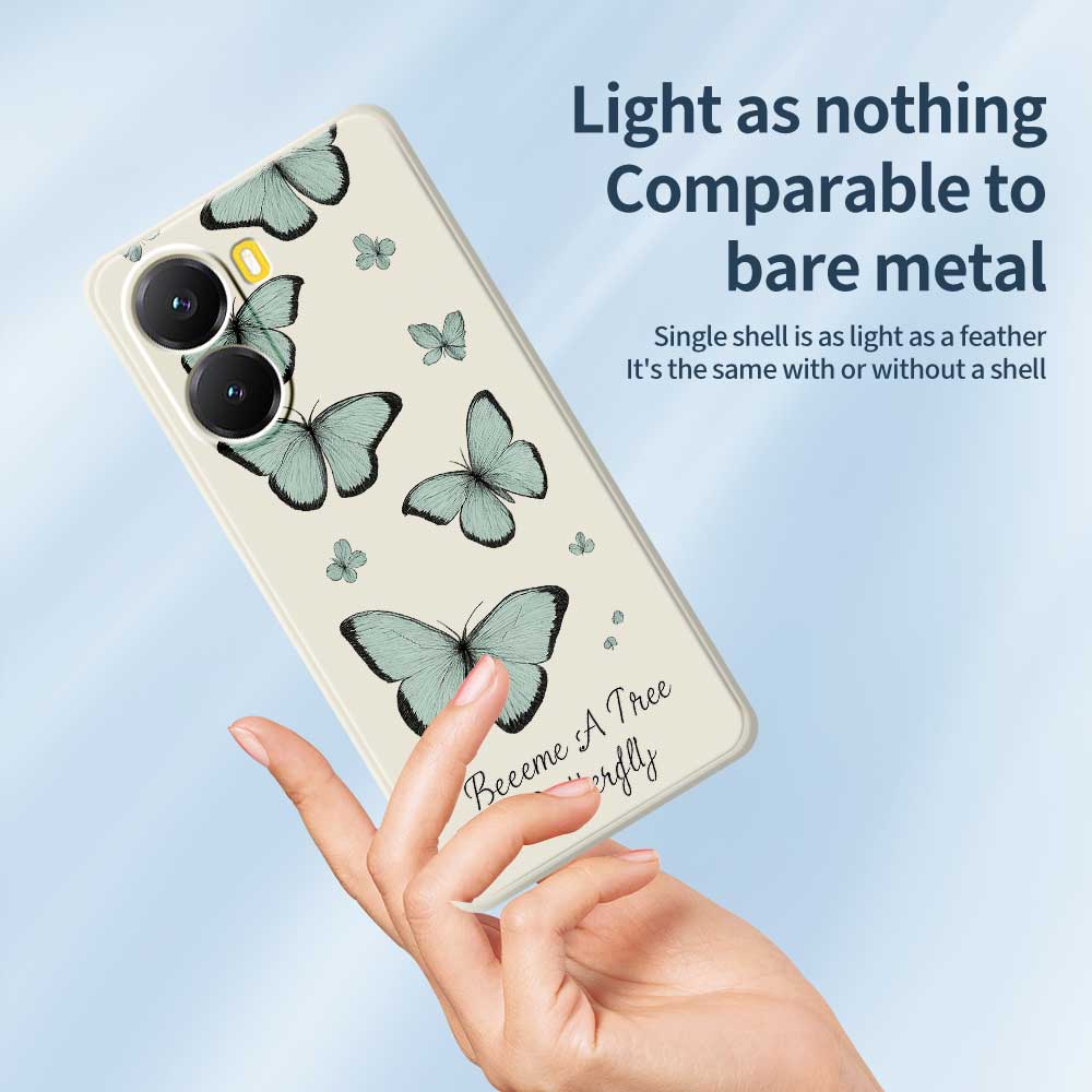 For Xiaomi Redmi Turbo 4 5G/Poco X7 Pro 5G Case Green Butterfly Pattern Printing Straight Edge TPU Phone Back Cover