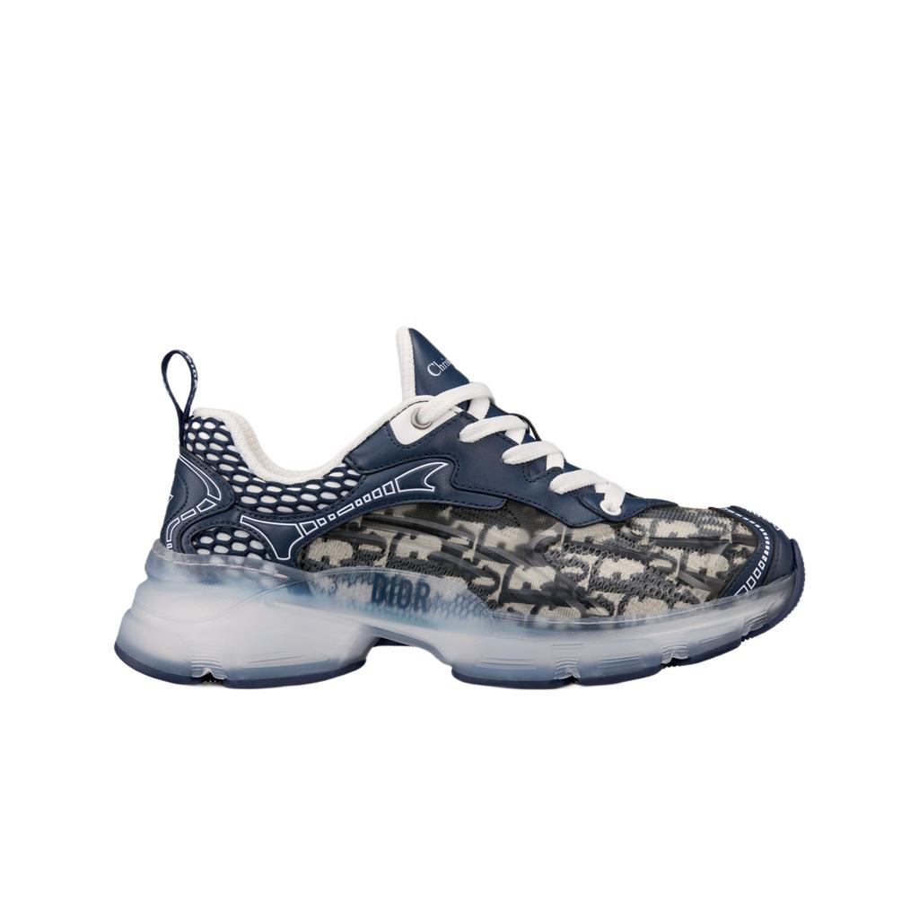 (w) Dior Vibe Sneakers Deep Blue Dior Oblique Technical Fabric Transparent Rubber