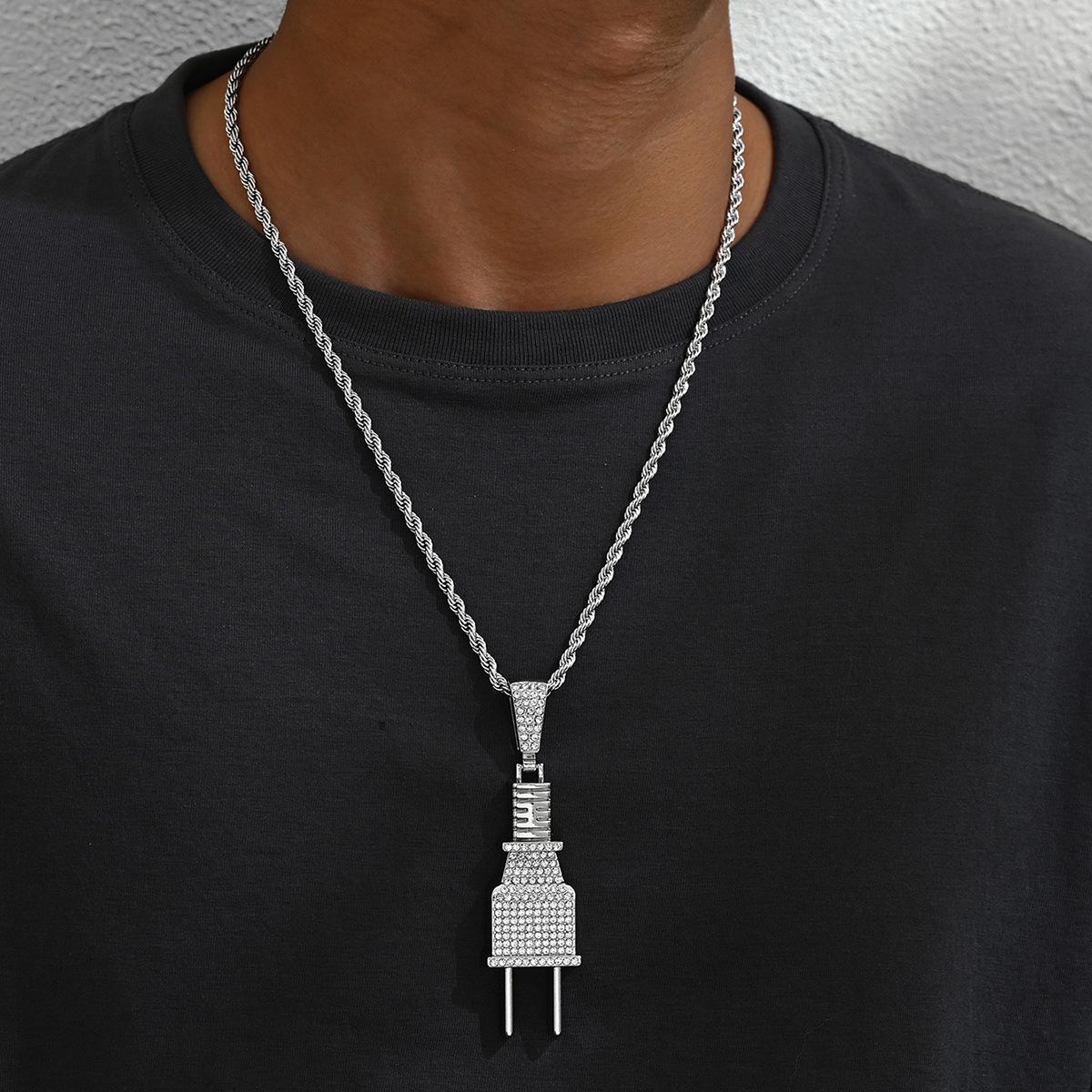 

Модное мужское ожерелье в стиле хип-хоп с подвеской Power Plug, новая преувеличенная цепочка на шею