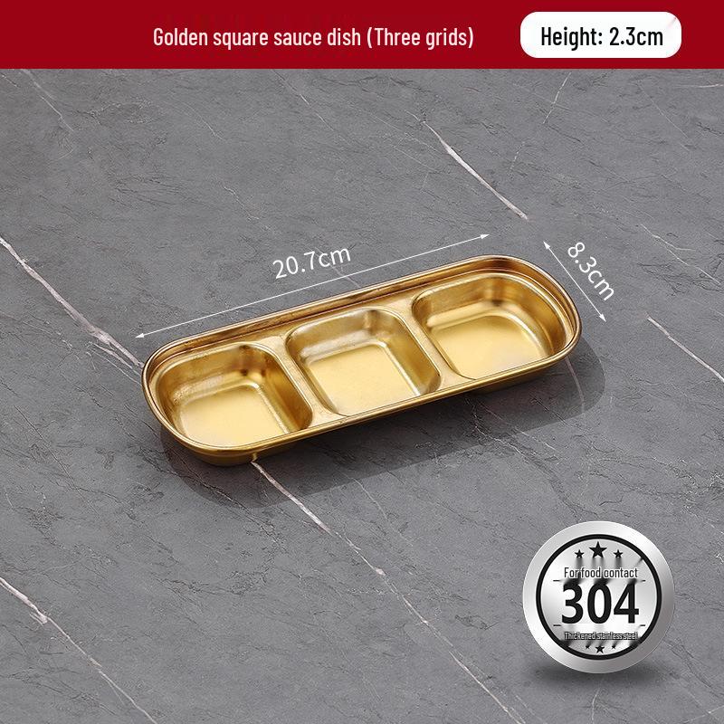 304 Stainless Steel Korean Multi-Compartment Seasoning and Dipping Sauce Dish for Restaurants and Hot Pots