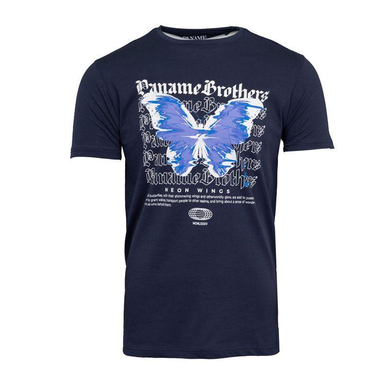 Baumwoll-T-Shirt mit Schmetterling-Glitch-Print und Texten Herren PANAME BROTHERS
