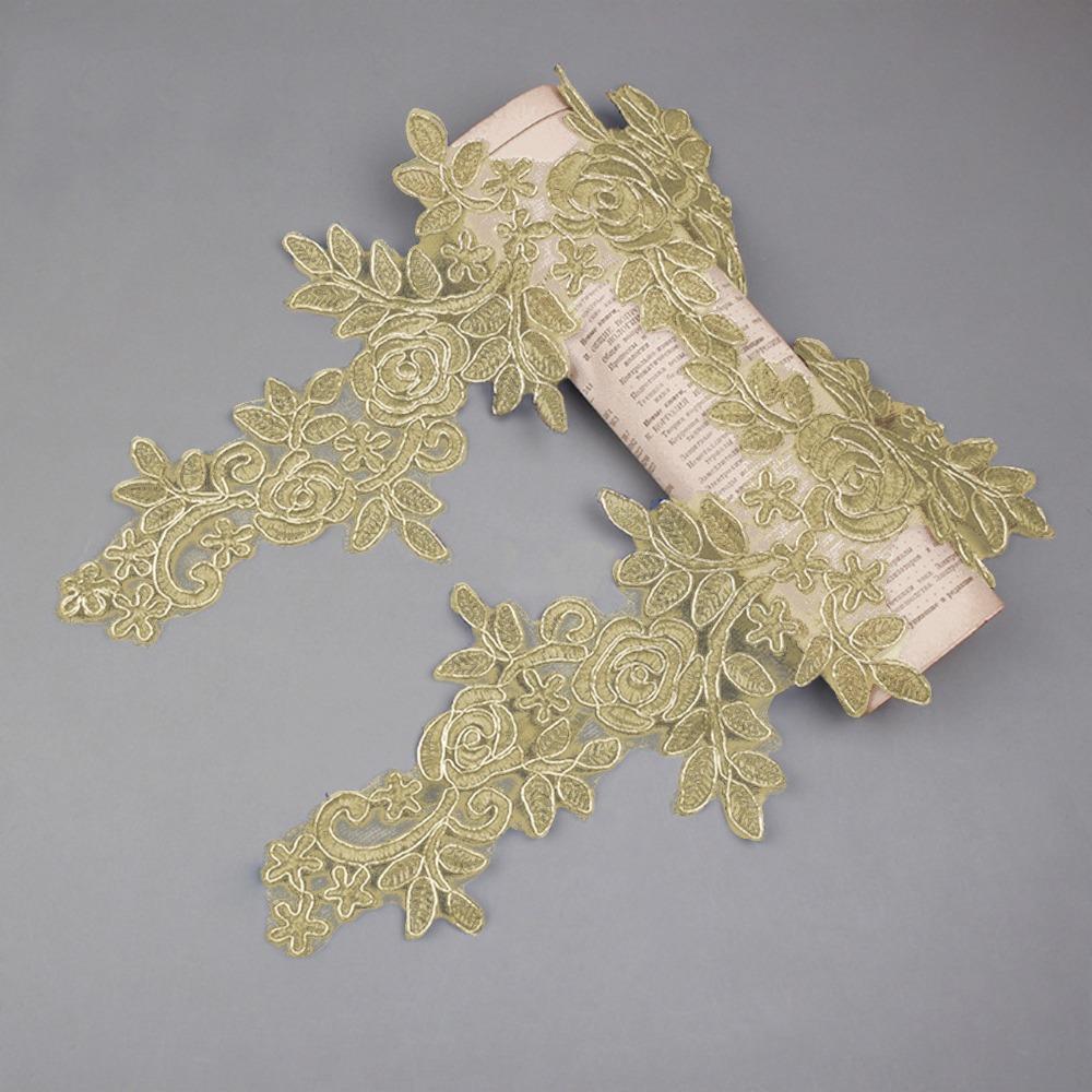 1 Pair 3D Flower Embroidery Flower Applique Polyester DIY Crafts Rose Flower Patch 16cm X 36cm Embroidery Repair Patch