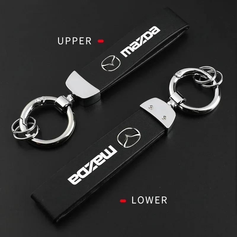 3D Metal/Leather Car Keychain for Mazda 3 6 CX5 2 CX3 CX9 MX5 RX8 Axela Demio Atenza MS GJI GH BK Key Chain Rings Accessories