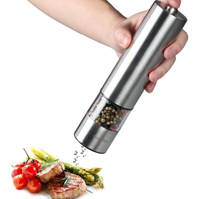 StainlessSteel Electric Salt and Pepper Grinder Set Salt and Pepper Grinder 1/2Pack AutomaticOne Hand OperationAdjustableGrinder