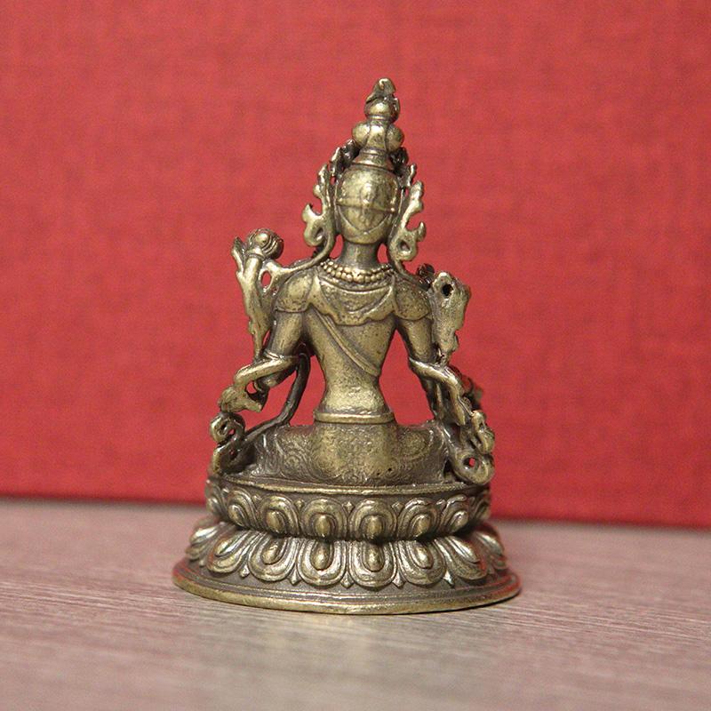 Brass Green Tara Small Statue Tantric Buddha Figurines Miniatures Buddhism Buddhist Figure Desktop Enshrine Ornaments Home Decor