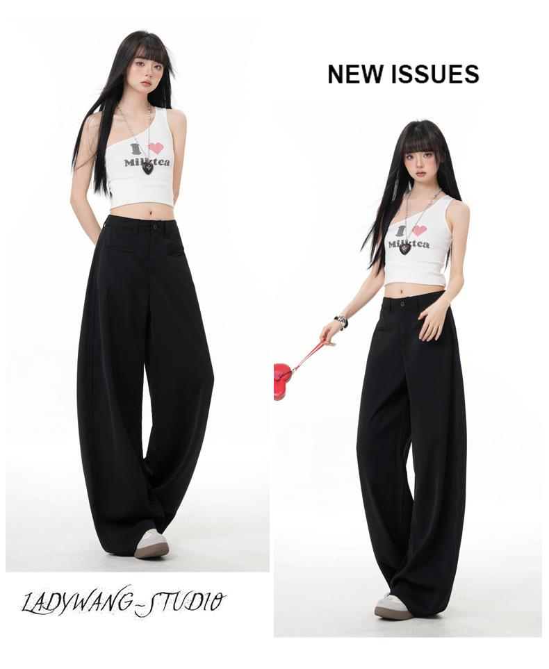 2026 Spring Women's Relaxed Wide-Leg Casual Pants: Loose, Versatile, Floor-Length Salt-Style Design