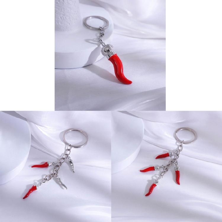 Živý klíčenka s rohem chilli Zábavná dekorace na tašku Odolný klíčenka ze slitinového materiálu