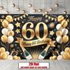 Party Backdrop 60Th Birthday Stars Flat Golden Balloons Champagne Bottles Multi Family Event Photo Background Front Door Decor