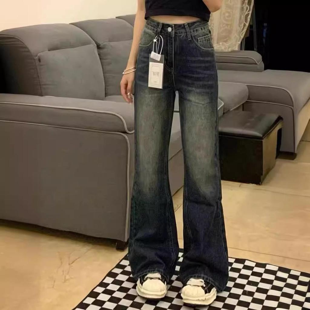 Damskie dżinsy bootcut z wysokim stanem w kształcie gruszki: Plus Size, Wyszczuplające, Mikro-rozszerzane, Długie spodnie