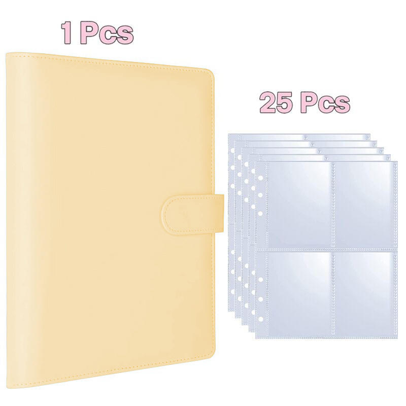 A5 Kpop Photocard Binder with 25 pages 4-Pocket Card Collector Album with 200 Card Slots PU Leather Cover Organizing Cards
