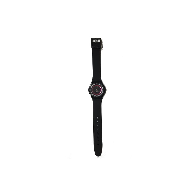 Swatch Quartz Movement 30m Waterproof Watch 34mm Black Dial Plastic Case Silicone Strap Unisex watches SFB130C Black Dial