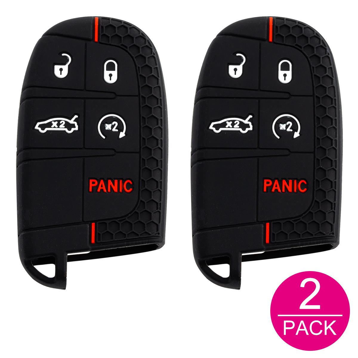 

2x Silicone Car Key Fob Cover Case Holder Keychain For Jeep Grand Cherokee Renegade Compass Dodge Charger Challenger Durango NO Keychain