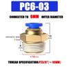 10PCS Pneumatic Air Connector Fitting PC 4mm 6mm 8mm 10mm 12mm Thread 1/8" 1/4" 3/8" 1/2" Hose Fittings Pipe Quick Connectors Ventilation Valves 4