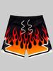 Men Gothic Angel Graffiti 3D Print Mesh Beach Shorts Elastic Drawstring Loose Straight Casual Summer Board Shorts