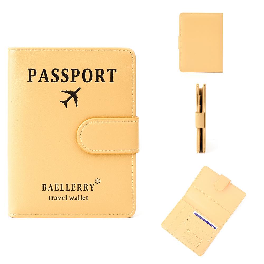 Baellerry Men and Women Pu Leather Short Purse RFID Card Holder Anti-magnetic Passport Holder Simple Snap Button Wallet