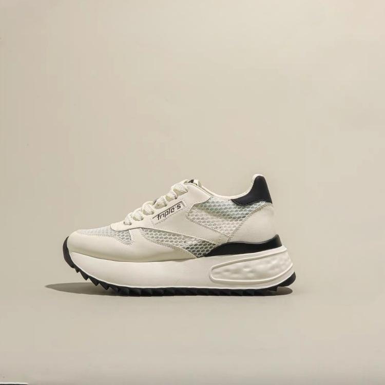 Yunfu Pink Small Inner Height Increase Women's Shoes 2025 Summer New Mesh Little White Shoes Breathable Sports Dad Shoes