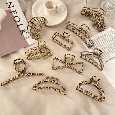 Koreanische Acryl Frauen Haar Krallen Krabben Schellen Charme Einfarbig Leopard Dame Haar Clips Retro Machen Up Frisur Haar Styling werkzeug
