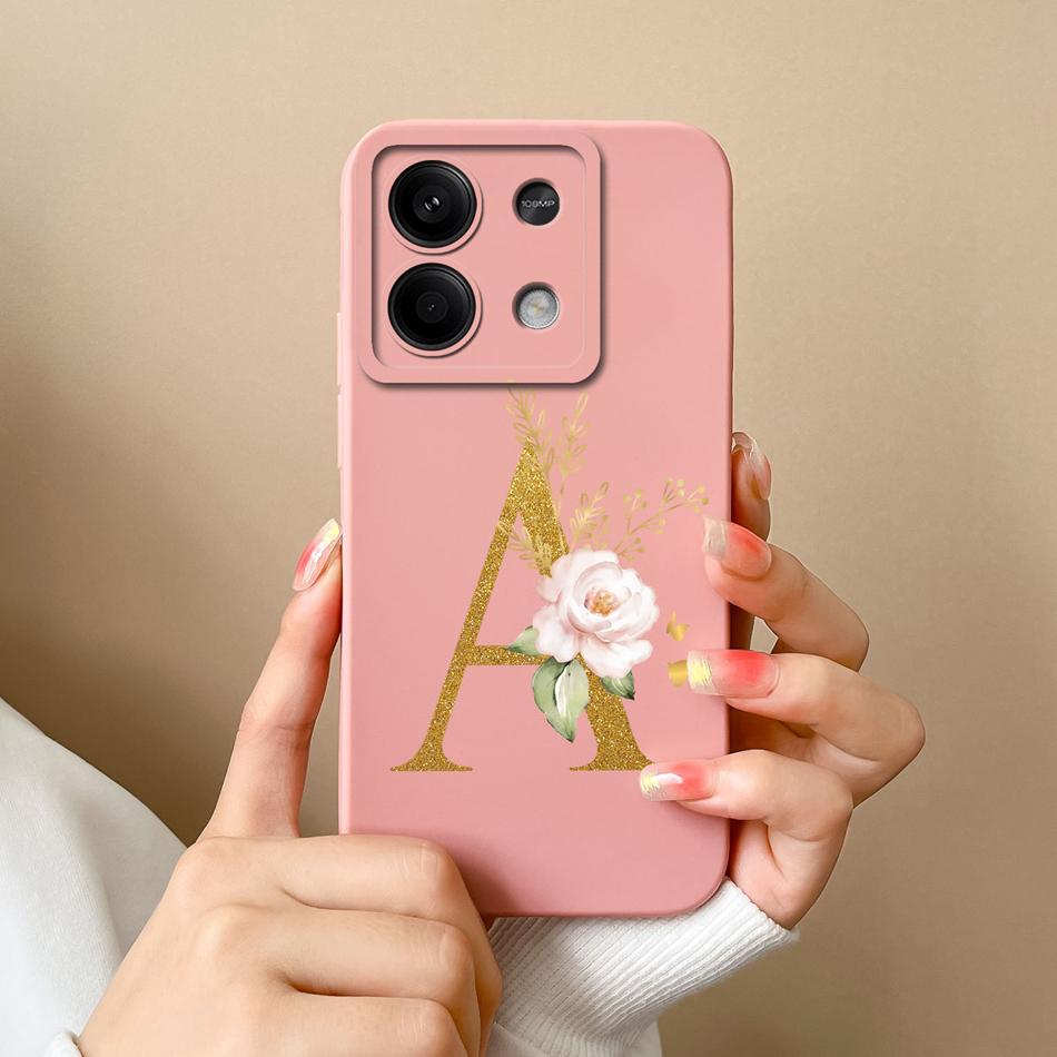 Phone Case For Redmi Note 13 Pro 4G 5G Elegant Letter Soft Liquid Silicone Full Coverage Protector For Redmi Note13 13Pro Fundas