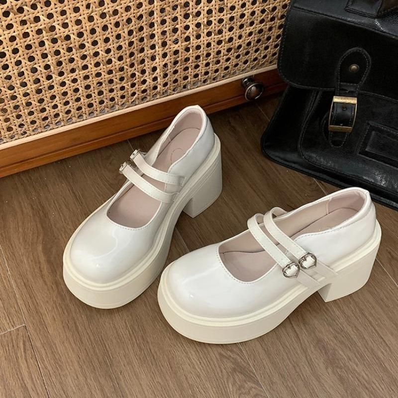Black Thick Heel Mary Jane Shoes Women  New Goth Chunky Platform Pumps Single Shoe Woman Ankle Buckle Party Lolita Shoes