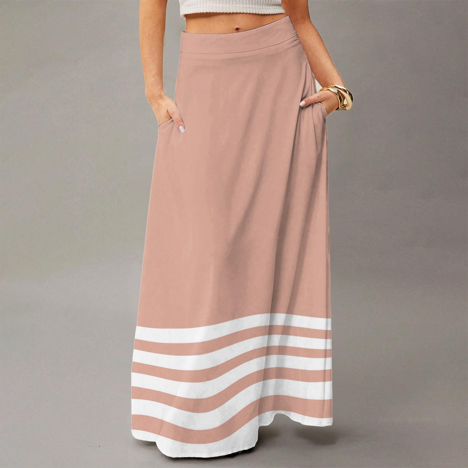 

Женское летящее макси-платье обычное повседневное в полоску с принтом летнее в богемном стиле юбка XL бежевый