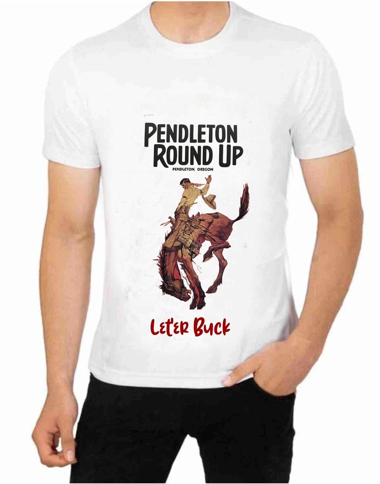 Pendleton Rodeo Let Er Buck Poster Art on a T-Shirt BULL BRONCS STEERS ROPING 2XL
