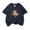Kids Cotton T Shirt Cute Beagle Puppy Dog Zipper Print Crew Neck Short Sleeve Tee Casual Breathable Boys Girls Summer Tops