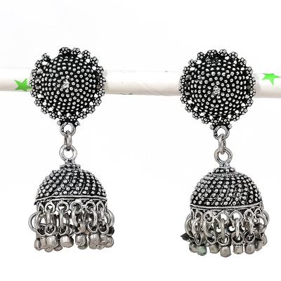 Natural Indian Look Jhumki Gemstone Silver Tribal Bali Earring 1.97" o3T59