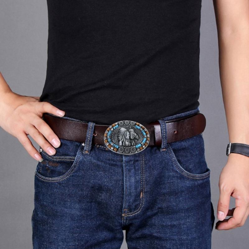 Western Horse Pattern Belt Buckles Detachable Creative Unisex Buckles Belt for Western Themed Parties