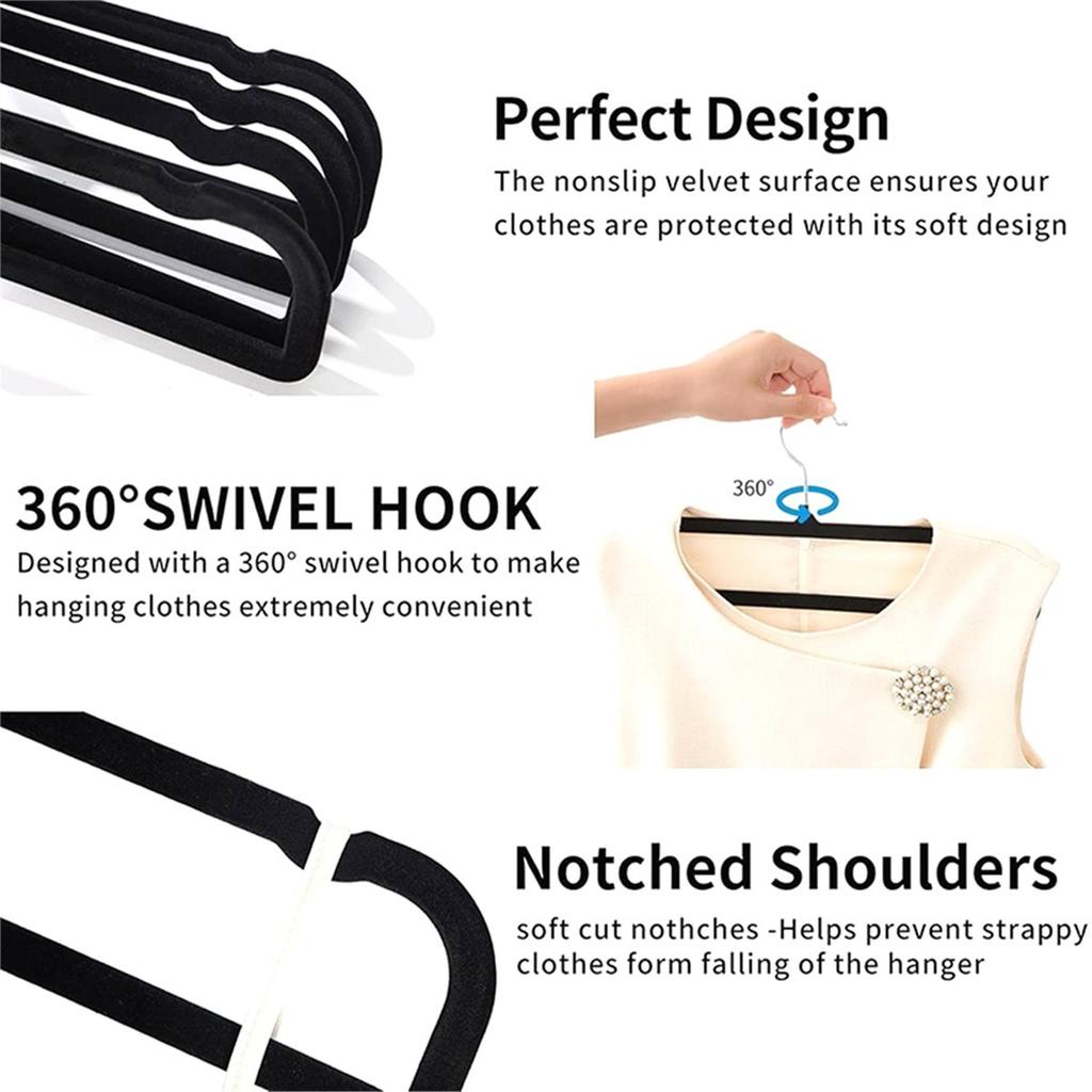10CS Velvet Hangers Non Slip,Black Thin Space Saving Clothes Hanger for Closet Storage, Bra Jean Pants Organizer