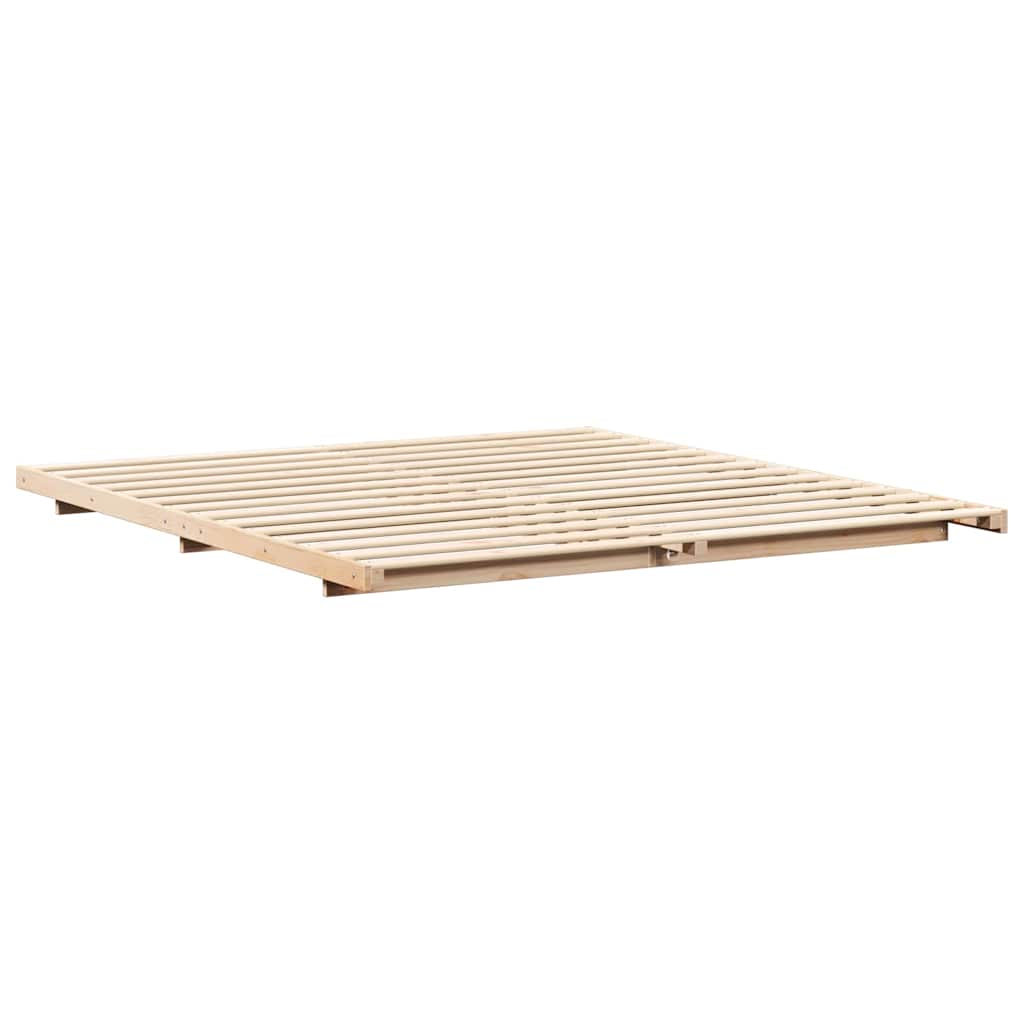 Brown Bed Frame 180 x 220 cm Solid Pine Wood