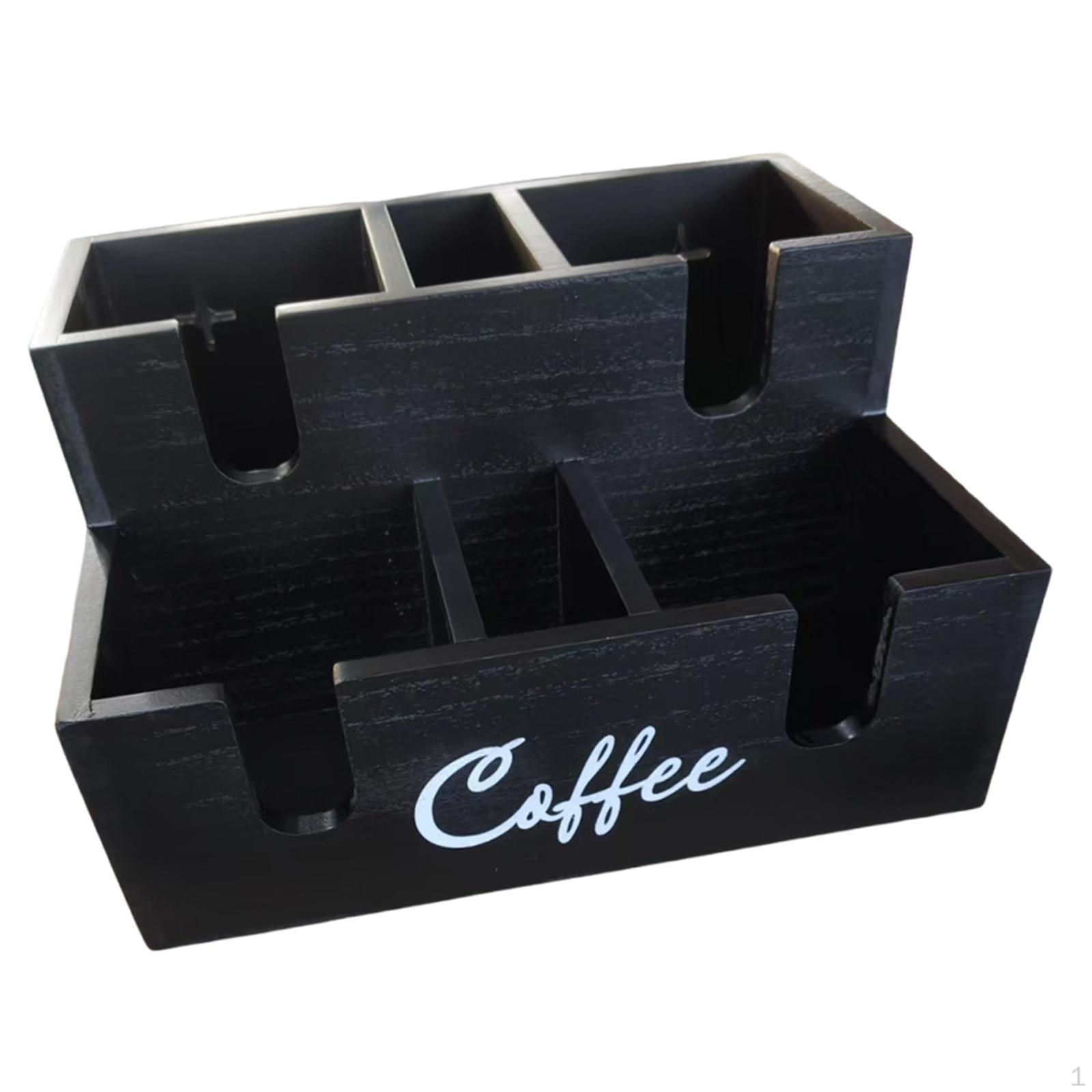 

Bar Organizer, Station Organizer with 6 Compartments, Wooden Storage Box for Accessories And чёрный