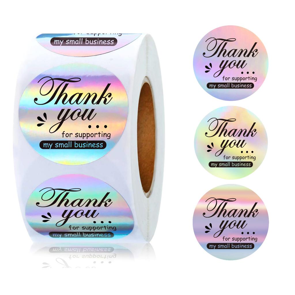 Laser Thank You Sticker 500 Rolls Thank You Wedding Shopping Tote Bag Feeling