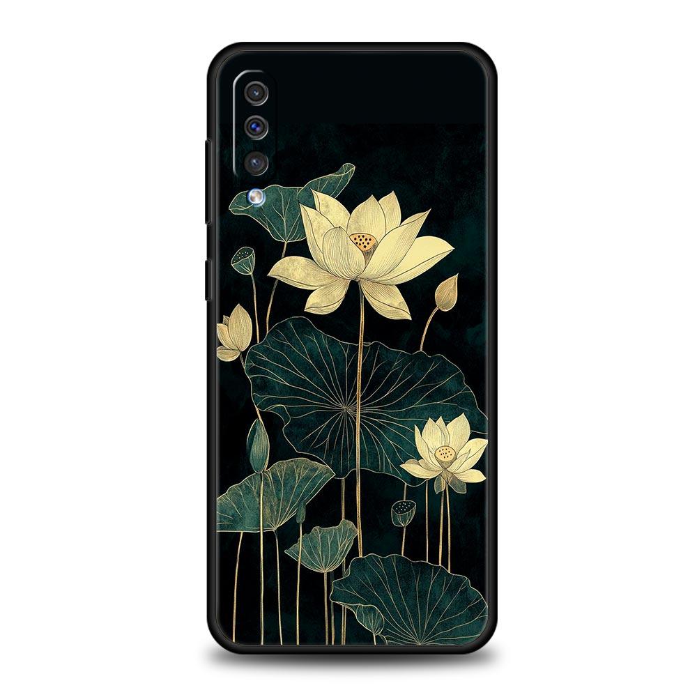 Phone Case For Samsung A56 A36 A26 A24 A12 A14 A16 A50 A70 A20E A10S A22 A40 A34 A54 A42 A52 5G A04s A06 Cover Lotus Pattern