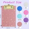 Glittering Acrylic Writing Board With Retractable Hook Metal Clip 6x4Inch Document Clipboard For School Offices Hospital