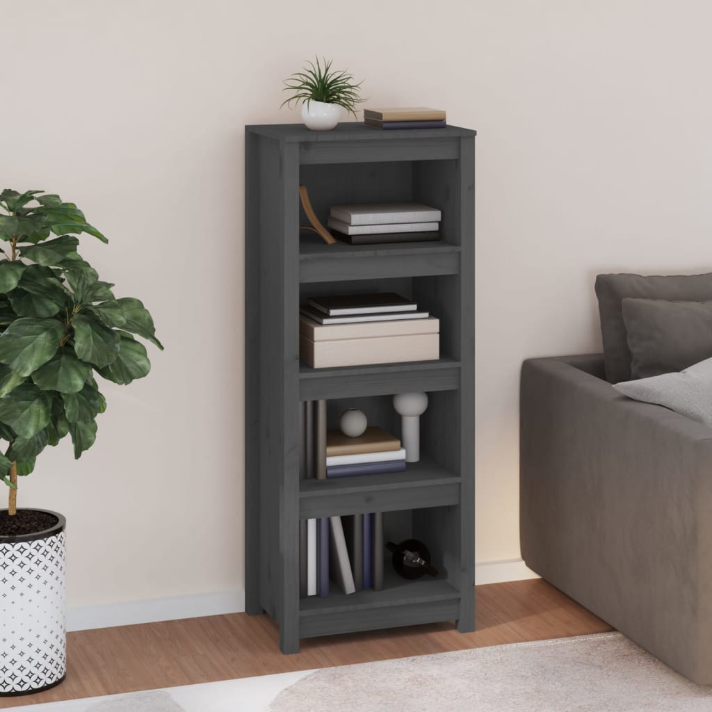 Bookshelf Gray 50 x 35 x 125.5 cm Solid Pine Wood