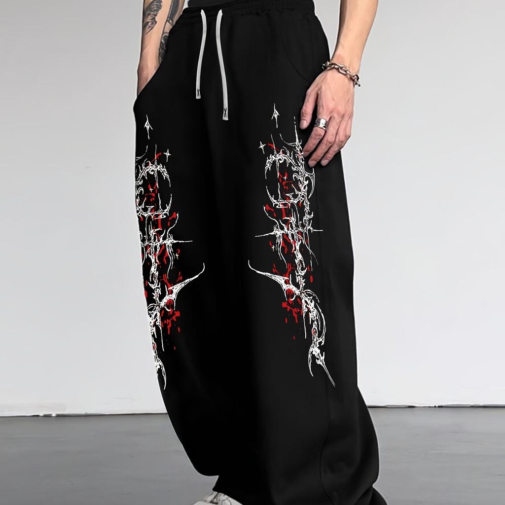 Men's and Women's Summer Street Rock Quick Drying Running Fitness Casual Oversized Printed Pants