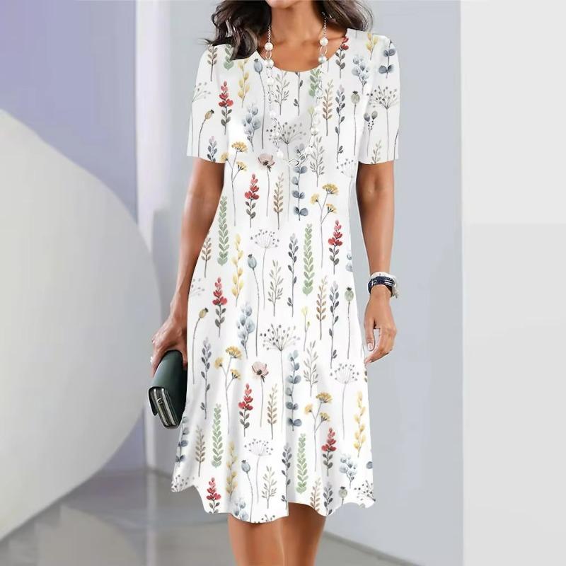 Летняя Мода Элегантное Женское Платье Свободное Повседневное Платье Женское Новый Принт Темперамент Повседневное Удобное Пляжное Платье S