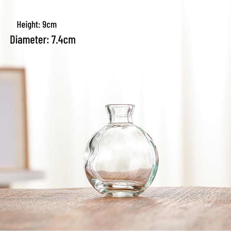 Retro Embossed Transparent Glass Vase: French-Inspired Luxury Home Decor for Living Room