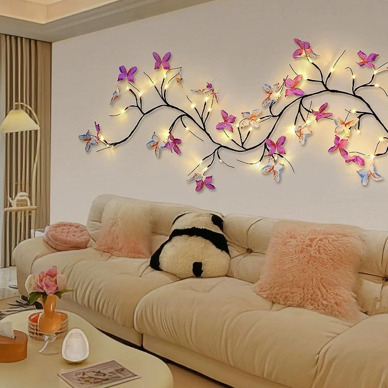 LED Butterfly Vine Light Bending Peach Blossom Cherry Blossom Vine Light Maple Leaf Macaron Rose Flower Light