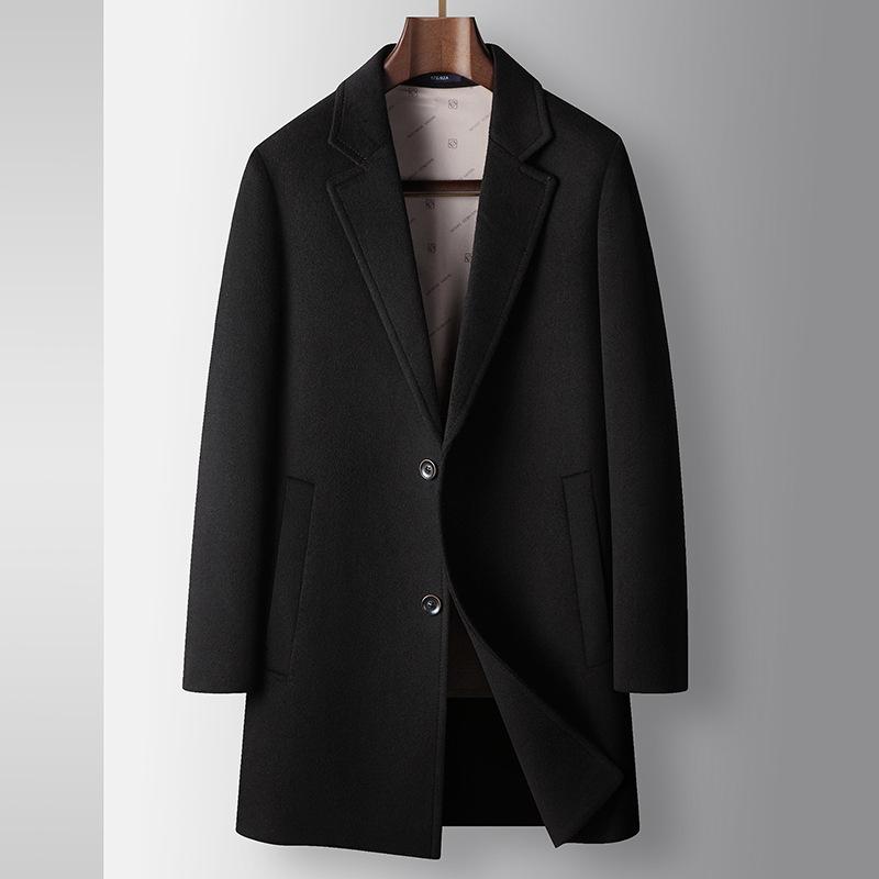 

Мужское пальто осень и зима средняя и длинная куртка с воротником-стойкой на гусином пуху для среднего и молодого возраста деловая двухсторонняя повседневная куртка 195 чёрный