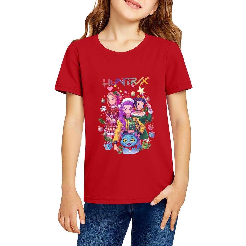 Fashionable Round Neck Short Sleeve Work Clothes Printed Tops For KID Summer Tops