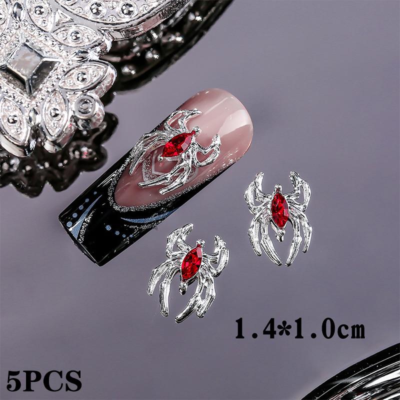 

5 шт. Паук Звезда Сплав Бриллиант Аксессуары для Ногтей Легкая Роскошь 3D Украшения для Ногтей Дрель для Ногтей Любовь Усыпанная Бриллиантами red spider