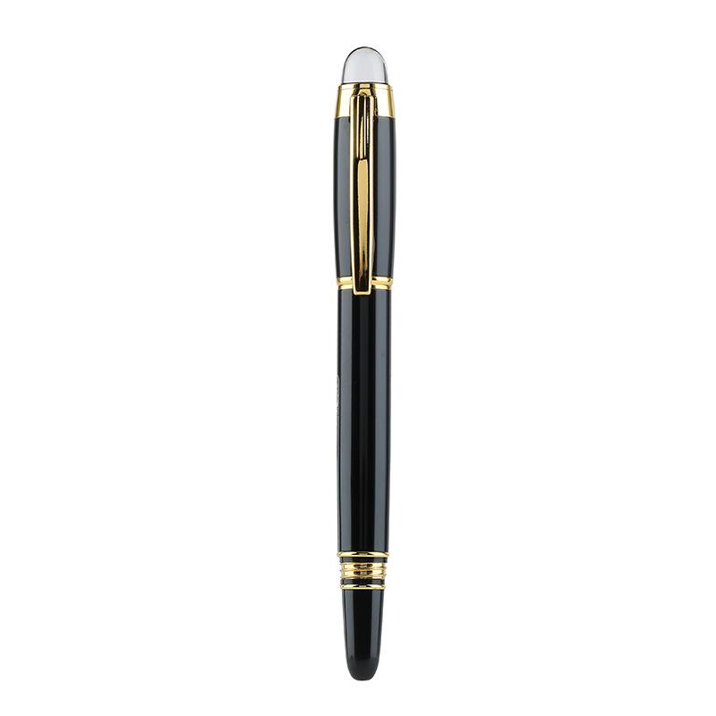 Insert Metal Signature Pen Business Gift Ballpoint Pen Rotating Pen Cap Crystal Head Top Black Ink Logo Printing