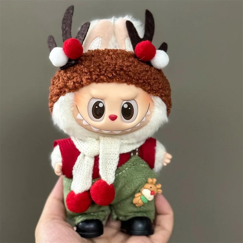 Doll Clothes For 15-17CM Labubu Clothing Merry Christmas Hat Scarf Elk Snowman Set Mini Plush Doll Accessory New Year Dress Gift