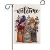 Halloween Garden Flag  Double Sided Outside, Skull Floral Rose Crow Indoor and Outdoor Decoration